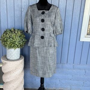 Etcetera Vintage Women's Tweed Black, Gray & White Skirt Set Size 2